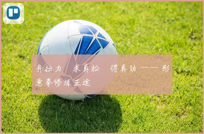 弃拙力・求真松・得真劲 —— 形意拳修炼正途