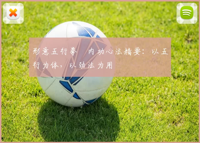 形意五行拳・内功心法精要:以五行为体,以劲法为用