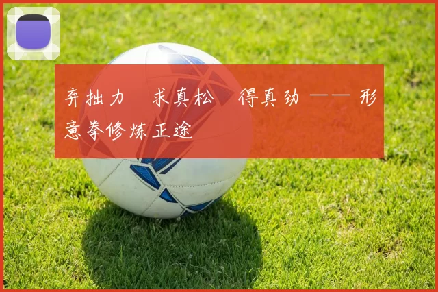 弃拙力・求真松・得真劲 —— 形意拳修炼正途