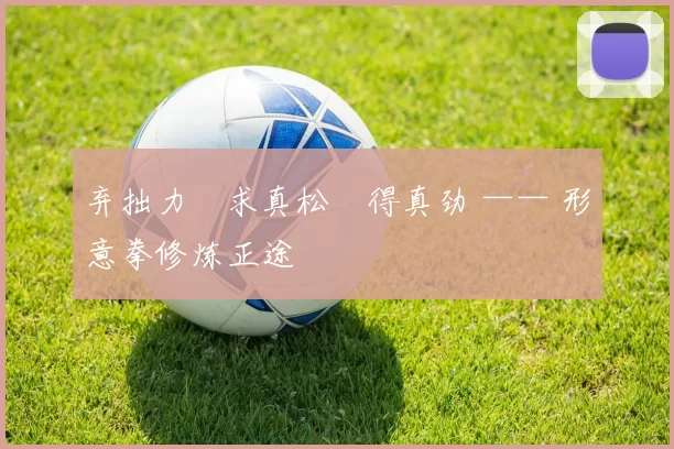 弃拙力・求真松・得真劲 —— 形意拳修炼正途