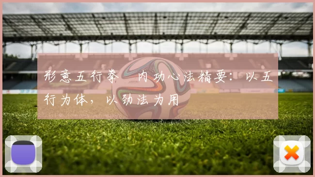 形意五行拳・内功心法精要:以五行为体,以劲法为用