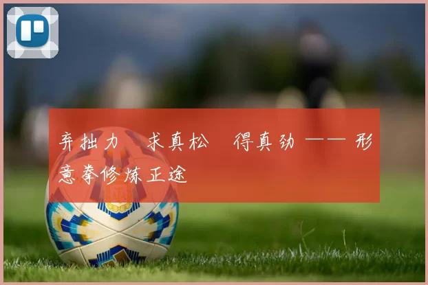 弃拙力・求真松・得真劲 —— 形意拳修炼正途